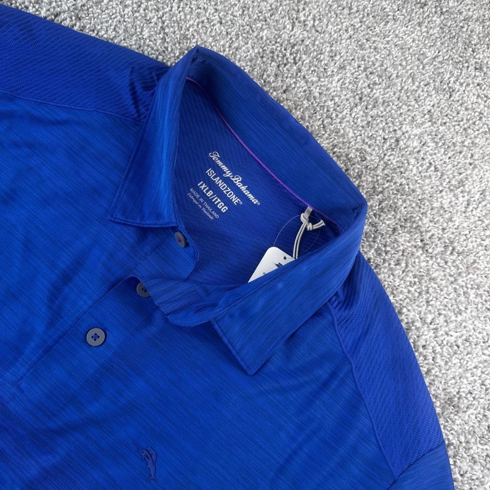 Tommy Bahama Palm Coast Polo Mens 1XLB Blue IslandZone Wicking Golf Preppy NWT